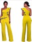 preiswerte Jumpsuits &amp; Rompers-elegante Overalls für Frauen Rüschen eine Schulter hohe Taille Clubwear lange breite Bein Hosen Overall Strampler (schwarz, s)