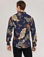 cheap Men&#039;s Shirts-Men&#039;s Shirt Floral Animal Collar Shirt Collar Daily Going out Long Sleeve Print Slim Tops Basic Navy Blue / Fall / Spring