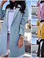 preiswerte Damenmäntel und Trenchcoats-Damen Mantel Alltag Herbst Winter Lang Mantel V-Ausschnitt Normale Passform Jacken Langarm Solide Gelb Rosa