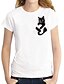 cheap T-Shirts-Women&#039;s Cat 3D Graphic Prints Daily 3D Cat Short Sleeve T shirt Tee Round Neck Print Basic Essential Tops White Black S