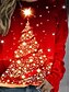 baratos Christmas Tops-Mulheres Moletom Estacionar Vermelho Imprimir Decote Redondo Diário Natal Roupa Moletons Moletons Ajuste Largo