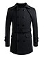 abordables Sale-trench-coat homme en mélange slim fit pardessus veste avec ceinture gris