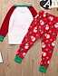 billige Family Matching Pajamas Sets-Familie udseende Tøjsæt Grafisk Trykt mønster Langærmet Normal Normal Rød