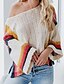 cheap Sweaters-Women&#039;s Stylish Knitted Striped Pullover Acrylic Fibers Long Sleeve Sweater Cardigans Off Shoulder Fall Winter Black Beige