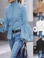 abordables Tops &amp; Blouses-Mujer Blusa Camisa Color sólido Cuello Mao Retazos Básico Tops Corte Ancho Manga de la linterna Blanco Negro Vino