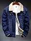abordables Sale-Manteau de veste de motard en denim avec col en fausse fourrure doublé polaire d&#039;hiver pour hommes (1025-bleu clair-l)