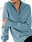 billige Sweaters-Dame bluse Helfarve Strikket Langærmet Sweater Cardigans Efterår Rund hals Blå Grå Grøn