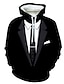 abordables Hoodies-Sudaderas pullover, ieason mujeres hombres traje patrón impresión 3d gorras de manga larga sudadera pullover negro