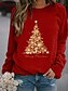 cheap Women&#039;s Tops-Women&#039;s Graphic Hoodie Sweatshirt Christmas Daily Basic Christmas Hoodies Sweatshirts  Wine Black Red