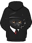 cheap Hoodies-Men&#039;s Cat Graphic 3D Pullover Hoodie Sweatshirt Front Pocket 3D Print Daily 3D Print Hoodies Sweatshirts  Black