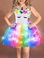 preiswerte Kleider für Mädchen-3 Stück Mädchen Einhorn Outfits Set Regenbogen Tutu Rock + Baumwolle Einhorn Druck Shirt + Stirnband
