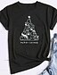 cheap T-Shirts-Women&#039;s Christmas T shirt Graphic Graphic Prints Letter Print Round Neck Tops 100% Cotton Basic Christmas Basic Top White Black Red