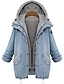 cheap Plus Size Tops-Women&#039;s Jacket Denim Jacket Hoodie Jacket Pure Color Hoodie Causal Daily Coat Regular Cotton Light Blue Single Breasted Two-button Fall Winter Hoodie Regular Fit M L XL XXL XXXL 4XL / Solid Color