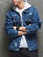 cheap Sale-men&#039;s distressed ripped denim jacket button down jean trucker coat (light blue, large)