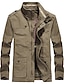 cheap Sale-Men&#039;s Jacket Spring &amp;  Fall Daily Regular Coat Regular Fit Basic Jacket Long Sleeve Solid Colored Army Green Khaki Black