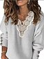 cheap Women&#039;s Sweaters-Women&#039;s Sweater Pullover Jumper Solid Color Knitted Lace Trims Button Stylish Elegant Casual Long Sleeve Sweater Cardigans Fall Winter V Neck Blue Black Gray / Holiday / Regular Fit / Going out