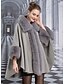 billige Damefrakker og trenchcoats-kvinders vinter poncho kappe med faux pels trim&amp;amp; fleece foret, sort