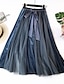 cheap Skirts-Women&#039;s Causal Daily Active Streetwear Skirts Solid Colored Pleated Tulle Drawstring Black Blue Brown