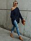 cheap Sweaters-Women&#039;s Pullover Solid Color Knitted Long Sleeve Loose Sweater Cardigans Fall Winter Off Shoulder Blue