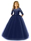 baratos Vestidos para Meninas-Infantil Pouco Vestido Para Meninas Cor Sólida Flor Festa Casamento Vestido Swing Cor de menta Tipo A Tipo B Renda Tule Elegante Princesa Vestidos