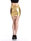 economico Skirts-minigonna effetto bagnato liquido metallizzato lucido da donna (argento, taglia usa 2)