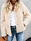 cheap Coats &amp; Trench Coats-Women&#039;s Teddy Coat Fall &amp; Winter Holiday Going out Regular Coat Shirt Collar Loose Streetwear Jacket Long Sleeve Patchwork Solid Colored Beige