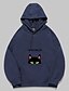 preiswerte Kapuzenpullis &amp; Sweatshirts-Damen Katze Grafik Pullover Hoodie Sweatshirt Täglich Grundlegend Kapuzenpullover Sweatshirts Dunkel Blau Blau Gelb