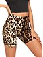 billige Shorts-kvinders leopard slangeskind print biker shorts, leopard, størrelse stor