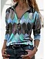 preiswerte Tops &amp; Blouses-Damen Bluse Hemd Langarm Farbblock Hemdkragen Reißverschluss Viertel Postleitzahl Hawaiianisch Oberteile Schlank Blau Purpur Gelb