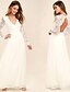 cheap Maxi Dresses-Women&#039;s Chiffon Dress Maxi long Dress White Long Sleeve Solid Color Lace Fall Winter V Neck Hot Elegant Romantic Prom Dress Party 2022