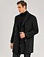 cheap Sale-Men&#039;s Trench Coat Overcoat Winter Daily Long Coat Notch lapel collar Shirt Collar Simple Casual Jacket Long Sleeve Buckle Solid Colored Gray Black / Cotton