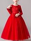 cheap Girls&#039; Dresses-Red Mesh Floral Maxi Dress for Girls