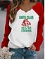 preiswerte Weihnachtsoberteile-Damen Weihnachten T-Shirt Katze Grafik 3D Langarm Druck Rundhalsausschnitt V-Ausschnitt Oberteile Grundlegend Freizeit Weihnachten Basic Top Weiß Schwarz Grün