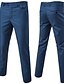 abordables Pants-Pantalones de traje clásicos entallados para hombre, frente plano, sin arrugas, elásticos, casuales, pantalones largos sólidos rojos