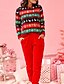 billige Christmas Sweater-Dame Jul Strikket Stripet Genser Langermet Genser og cardigans Crew-hals Høst Vinter Blå Rød Grønn