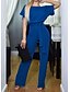 abordables Jumpsuits &amp; Rompers-Combinaison-pantalon Femme Couleur unie Manches Courtes Simple Abricot 1 Noir Bleu Rouge Jaune Rose Claire Bleu de minuit S M L XL XXL XXXL