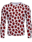 billige T-shirts og tanktops til mænd-Herre T-shirt 3D-udskrivning Grafisk 3D Trykt mønster Langærmet Daglig Toppe Rød