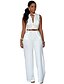 cheap Jumpsuits &amp; Rompers-Women&#039;s Jumpsuit Solid Color Belted Elegant Shirt Collar Straight Street Vacation Sleeveless Regular Fit Blue White Black S M L Spring