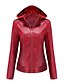 cheap Jackets-Women&#039;s Faux Leather Jacket Hoodie Jacket Pocket Basic Casual Casual Daily Date Valentine&#039;s Day Coat Short Faux Leather Camel Black Dark Blue Fall Winter Spring Hoodie Regular Fit XS S M L XL