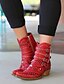 cheap Boots-Women&#039;s Boots Motorcycle Boots Cowboy Western Boots Chunky Heel Pointed Toe Booties Ankle Boots Vintage Daily PU Rivet Solid Colored Black Red / Mid-Calf Boots