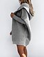 cheap Cardigans-Women&#039;s Cardigan Sweater Jumper Knit Knitted Tunic Hooded Solid Color Daily Casual Drop Shoulder Fall Winter Black Gray S M L / Long Sleeve / Loose