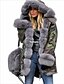 cheap Coats &amp; Trench Coats-Women&#039;s Faux Fur Coat Outdoor clothing Fall Winter Long Coat Slim Chic &amp; Modern Jacket Camouflage Pocket ArmyGreen Gray camouflage gray fur / Lined