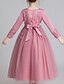 cheap Girls&#039; Dresses-Kids Girls&#039; Dress Floral Long Sleeve Mesh Active Cute Polyester Maxi Pink Princess Dress White