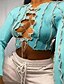 billige Tops &amp; Blouses-kvinders blonder op foran langærmet afgrøde tee top criss cross ribbet t-shirt top sort