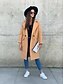 cheap Coats &amp; Trench Coats-Women&#039;s Pea Coat Fall &amp; Winter Going out Long Coat Loose Basic Jacket Long Sleeve Solid Colored Blushing Pink Khaki Black