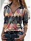 billige Tops &amp; Blouses-Dame Bluse Skjorte Langermet Fargeblokk Skjortekrage Glidelås Quarter Zip Hawaiisk Topper Tynn Blå Lilla Gul