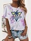 cheap Best Selling Women&#039;s Tops-Women&#039;s Daily T shirt Tee Short Sleeve Butterfly Tie Dye Graphic Prints Round Neck Print Basic Tops Green White Purple M