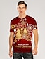 abordables T-shirts de Noël-t-shirt pour hommes impression 3d graphique lettre 3d impression hauts à manches courtes col rond rouge