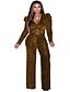 cheap Jumpsuits &amp; Rompers-sparkly sexy jumpsuits for women wide leg pants ruffle long sleeve elegant rompers playsuit clubwear sliver