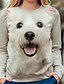 billige Hættetrøjer &amp; sweatshirts-Dame Hattetrøje Sweatshirt bluse Afslappet Sort Hvid Grafisk Hund 3D Daglig Rund hals Langærmet Forår Efterår